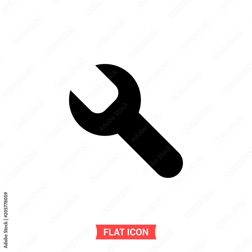 Spanner vector icon, build symbol. Flat sign illustration for web or mobile app on white background Spanner vector icon, build symbol. Flat sign illustration for web or mobile app on white background
