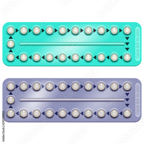 Oral contraceptive pills isolated on white vector