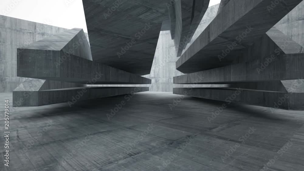 Empty dark abstract concrete room interior. Architectural background. 3D animation and rendering