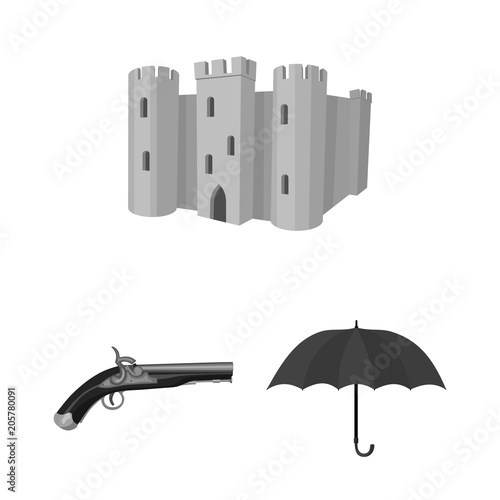 England country monochrome icons in set collection for design.Travel and attractions vector symbol stock web illustration.