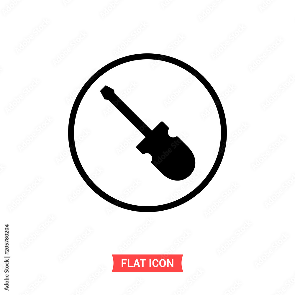 Screwdriver vector icon, build symbol. Flat sign illustration for web or mobile app on white background Screwdriver vector icon, build symbol. Flat sign illustration for web or mobile app on white background