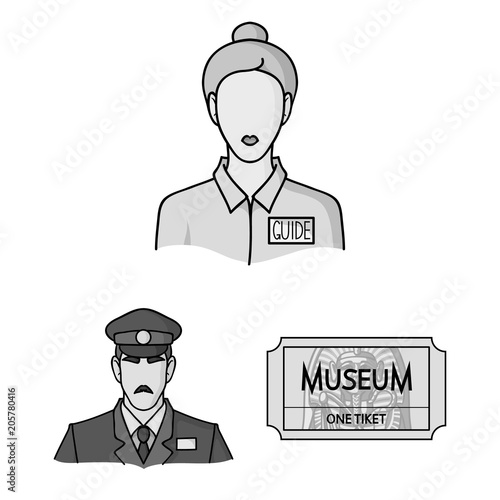Museum and gallery monochrome icons in set collection for design. Storage and exhibition of showpiece vector symbol stock web illustration.