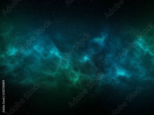 Digital Painting blue Nebula Space scene background © Thannaree