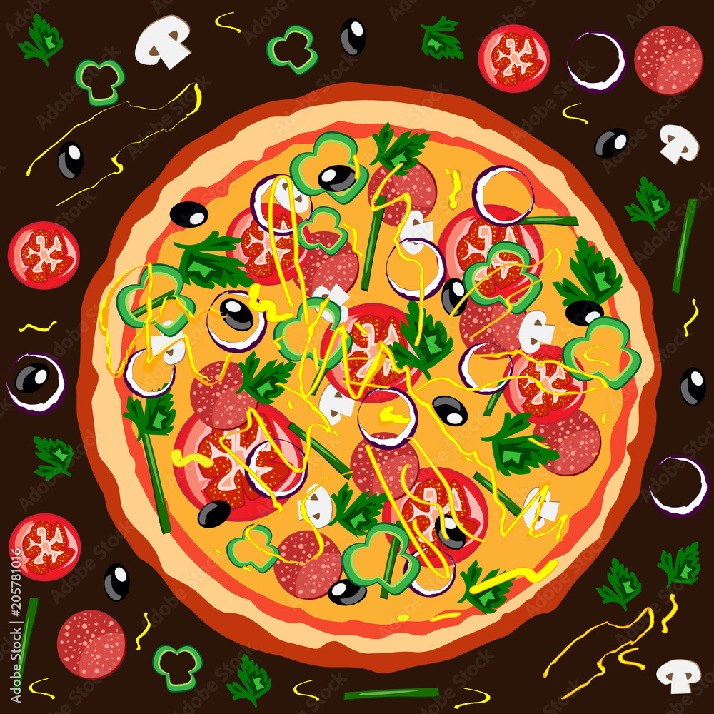 Plakat plakat okrągły gorąca pizza