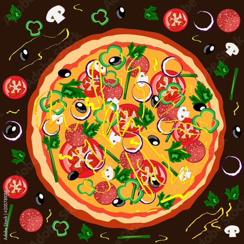 poster round hot pizza