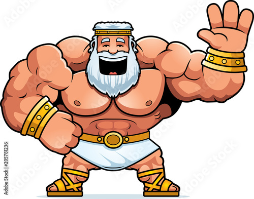 Cartoon Zeus Waving