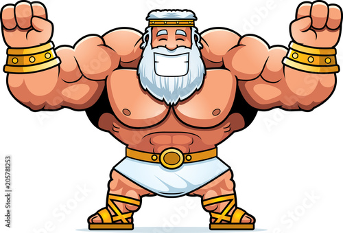 Cartoon Zeus Celebrating