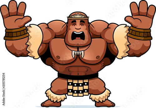 Cartoon Zulu Warrior Scared