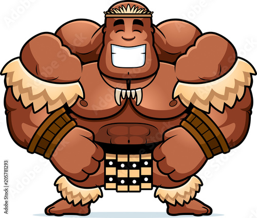 Cartoon Zulu Warrior Smiling