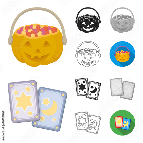 Black and white magic cartoon,black,flat,monochrome,outline icons in set collection for design. Attributes and sorceress accessories vector symbol stock web illustration.