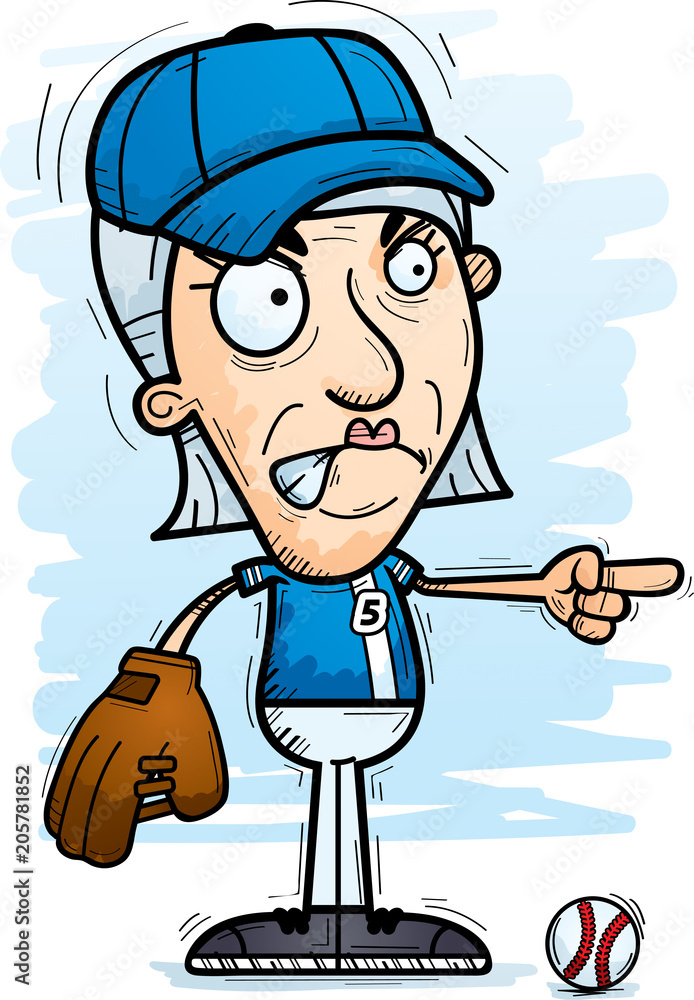 Angry Cartoon Senior Baseball Player