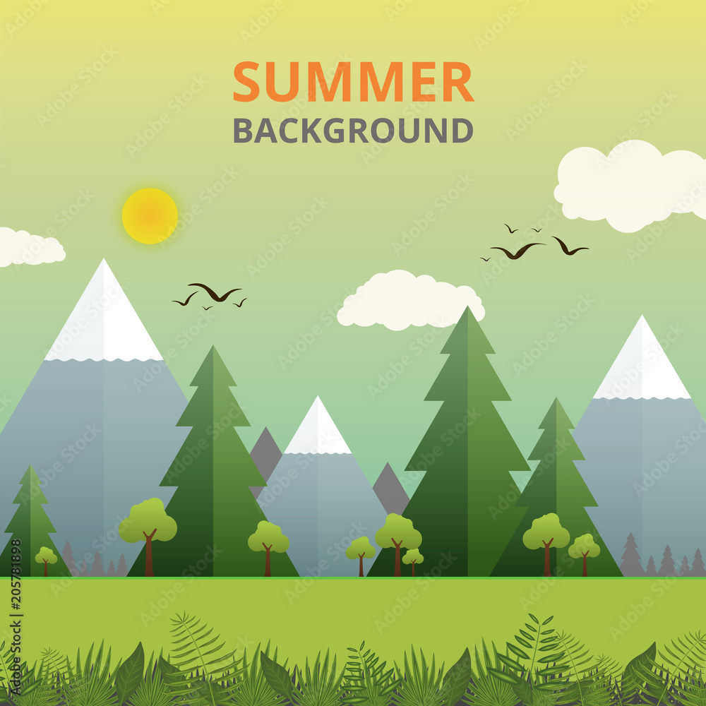 Abstract of summer story in green nature forest background. vector illustration eps10