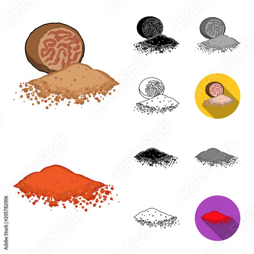 Herb and spices cartoon,black,flat,monochrome,outline icons in set collection for design.Different kinds of seasonings vector symbol stock web illustration.