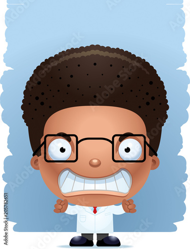 Angry Cartoon Boy Scientist
