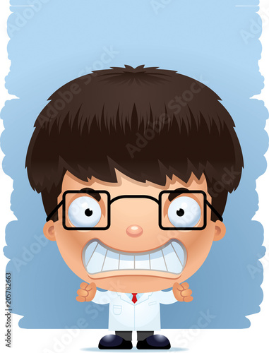 Angry Cartoon Boy Scientist
