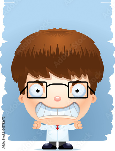 Angry Cartoon Boy Scientist