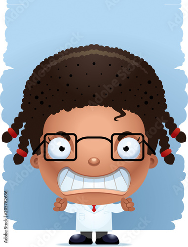 Angry Cartoon Girl Scientist