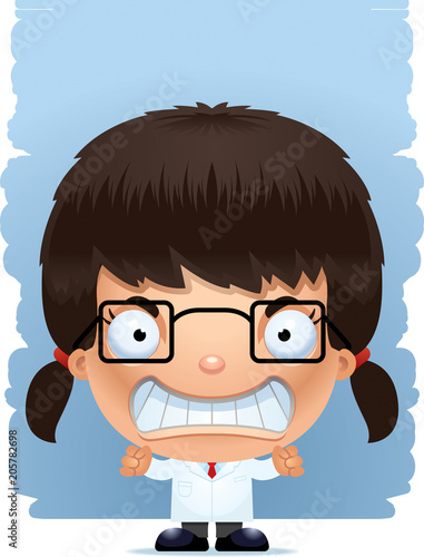 Angry Cartoon Girl Scientist