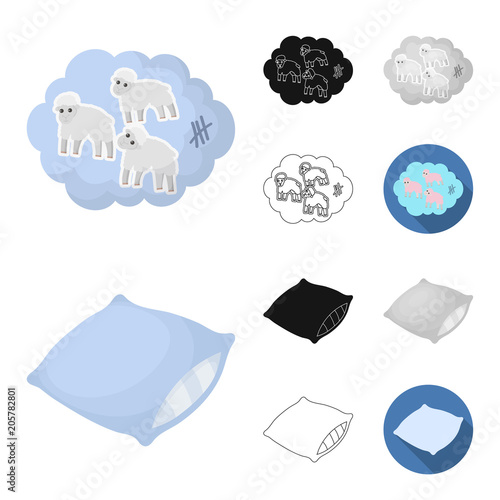 Rest and sleep cartoon,black,flat,monochrome,outline icons in set collection for design. Accessories and comfort vector symbol stock web illustration.