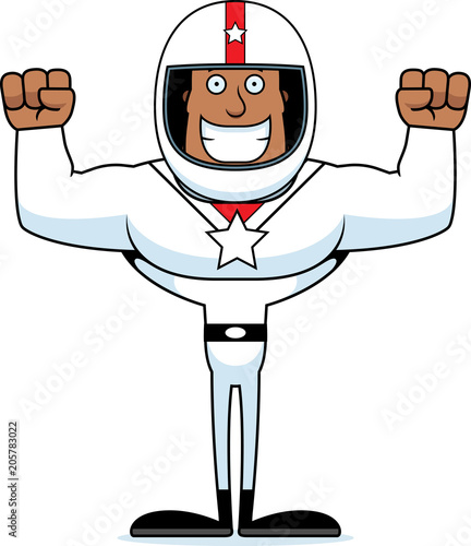 Cartoon Smiling Race Car Driver