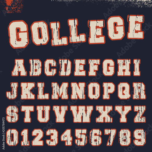 College alphabet font template