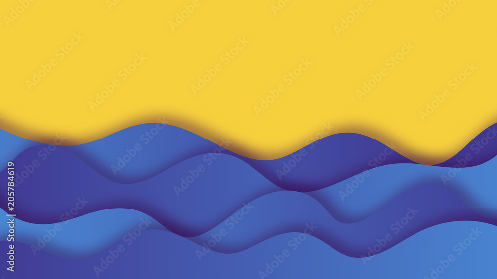 Paper cut background with sea waves