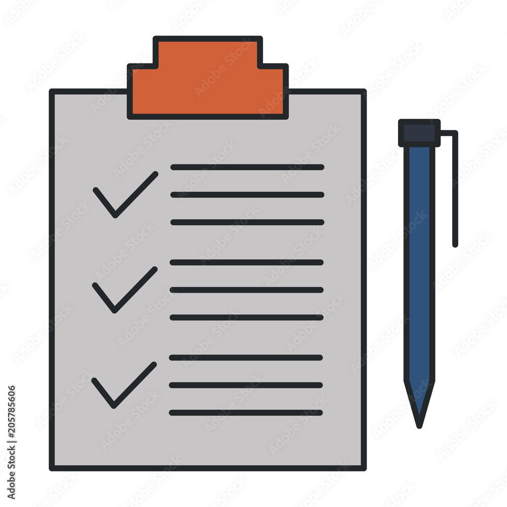 clipboard paper with pen vector illustration design clipboard paper with pen vector illustration design