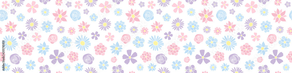 Colourful banner with floral seamless texture. Vector.