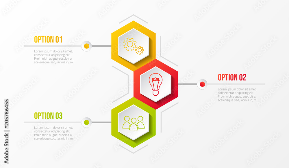 Template of infographic with colourful hexagonal icons. Vector. Template of infographic with colourful hexagonal icons. Vector.