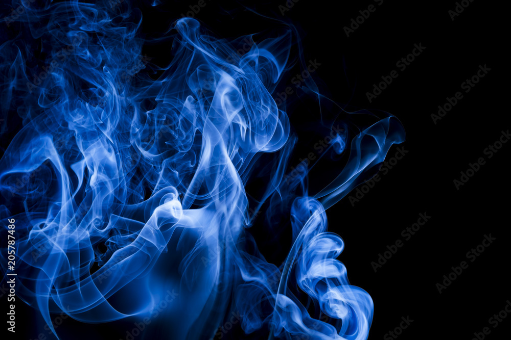 Blue smoke on black background Blue smoke on black background