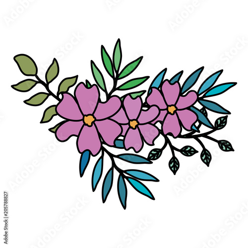 Fototapeta Naklejka Na Ścianę i Meble -  flower and leafs decorative icon vector illustration design