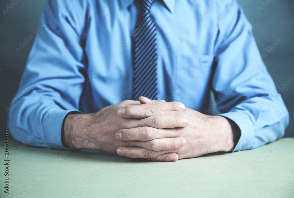 Fototapeta premium Caucasian Businessman sitting at the table. Business concept