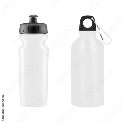 Sports water bottles on white background.Vector illustration.