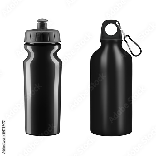 Sports water bottles on white background.Vector illustration.