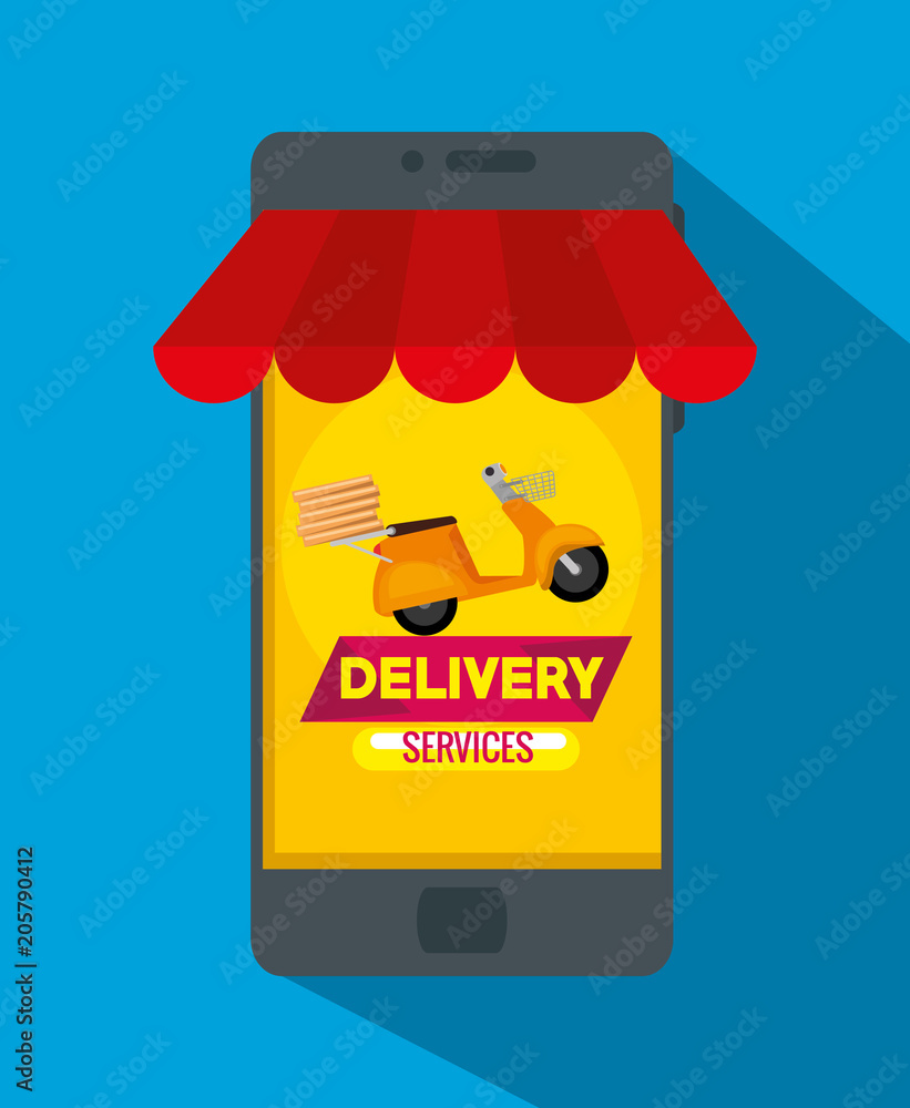 delivery service with smartphone vector illustration design delivery service with smartphone vector illustration design