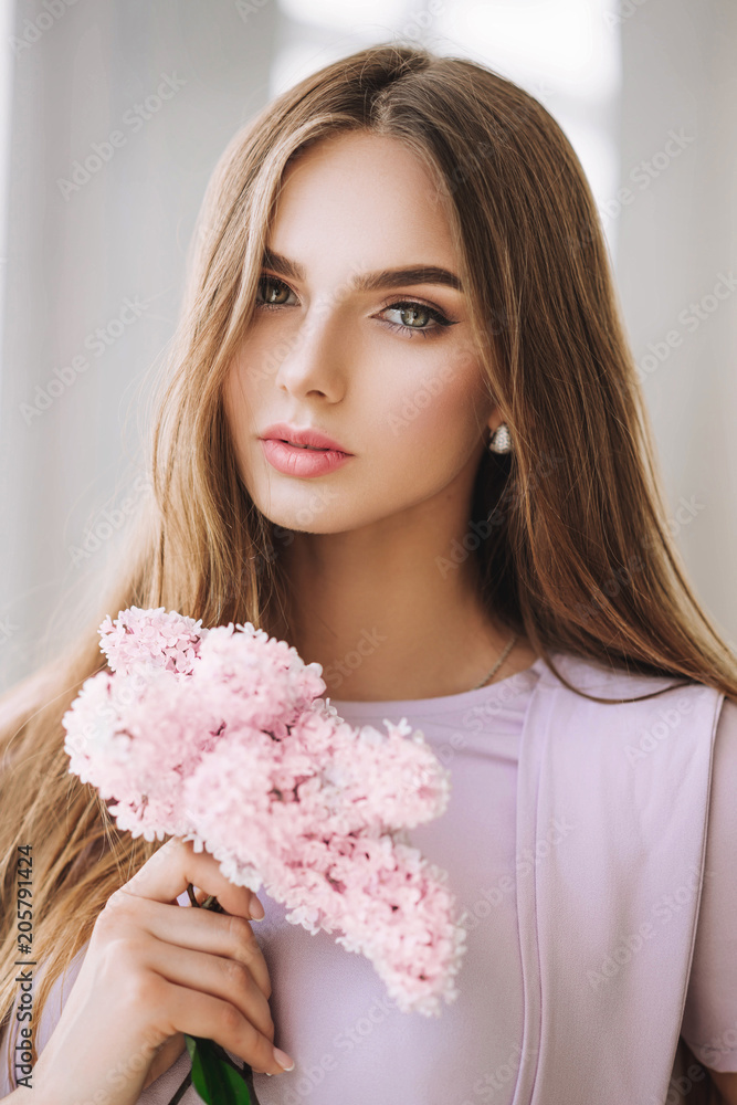 beautiful girl in a gentle pink dress beautiful girl in a gentle pink dress