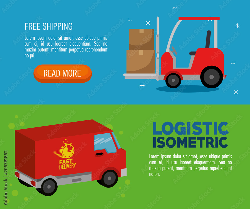delivery service concept with van vehicle vector illustration design