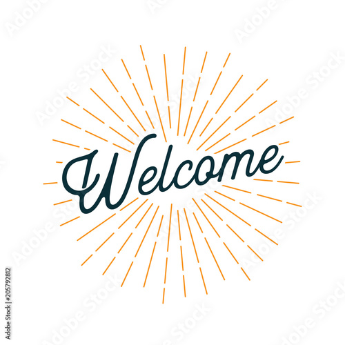 Handwritten Wellcome Card with Sunburst