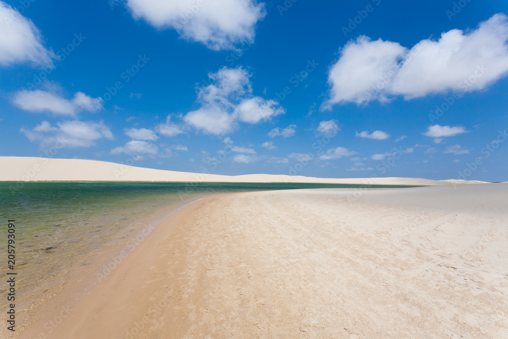 White sand dunes panorama from Lencois Maranhenses National Park, Brazil. White sand dunes panorama from Lencois Maranhenses National Park, Brazil.