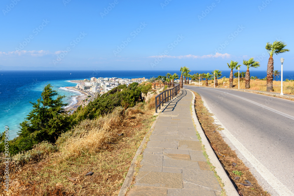 Coastal promenade with view of Rhodes bay. Greece Coastal promenade with view of Rhodes bay. Greece