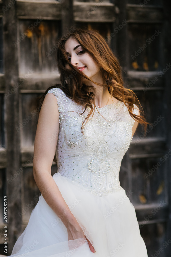 bride in wedding dress, beautiful brunette woman in national park near medieval castle, portret, bride in wedding dress, beautiful brunette woman in national park near medieval castle, portret,
