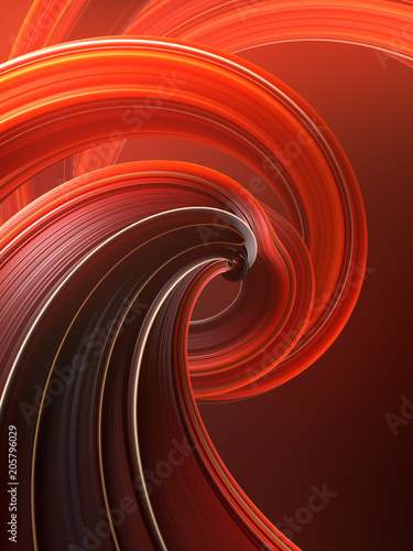 Colored twisted shape. Computer generated abstract geometric 3D render illustration