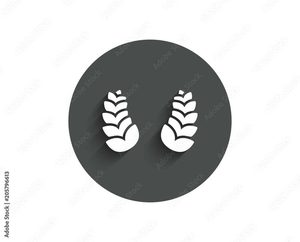 Laurel wreath simple icon. Reward symbol. Winner award sign. Circle flat button with shadow. Vector Laurel wreath simple icon. Reward symbol. Winner award sign. Circle flat button with shadow. Vector