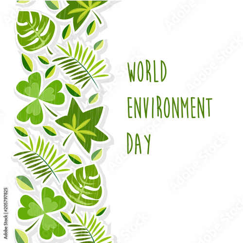 Vector Illustration EPS 10, hand drawn green leaf pattern for environment day