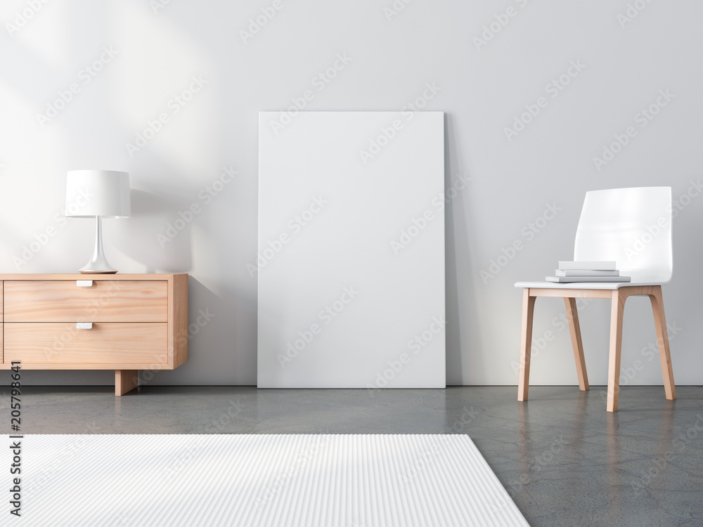 Fototapeta premium Poster Canvas Mockup on the floor in modern interior