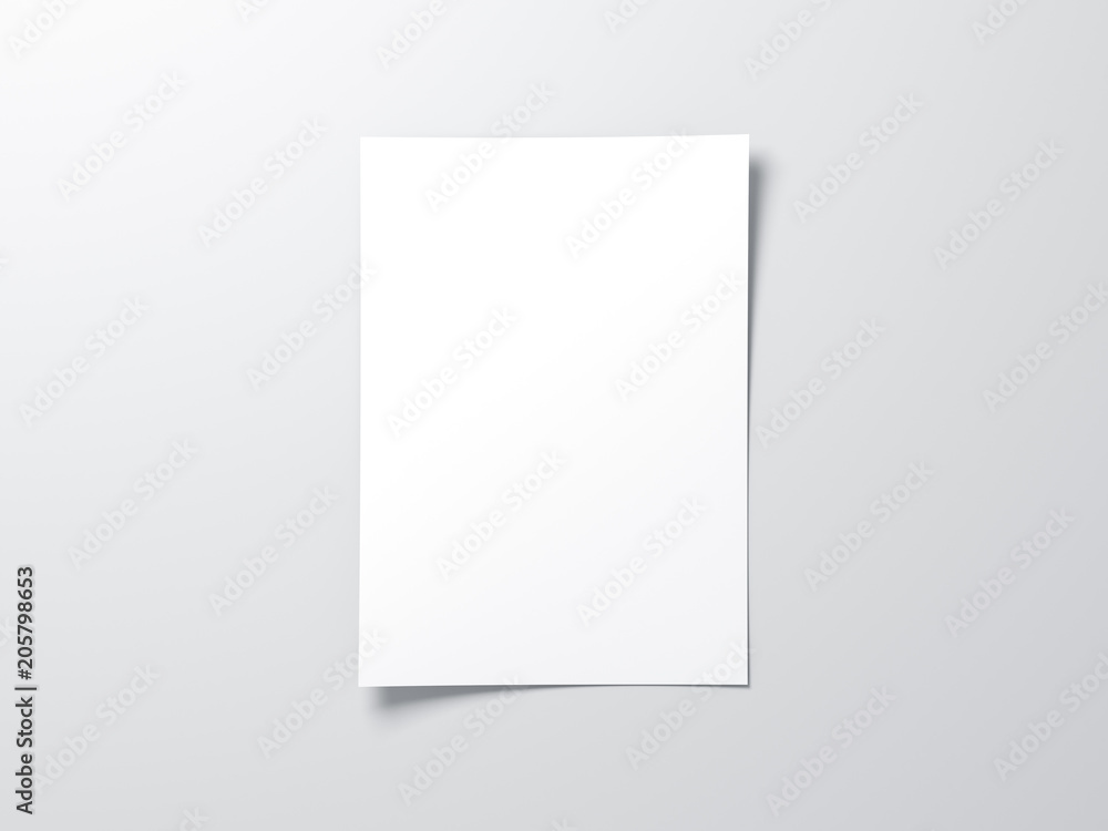 White vertical paper sheet Mockup, letter or invitation - obrazy, fototapety, plakaty 