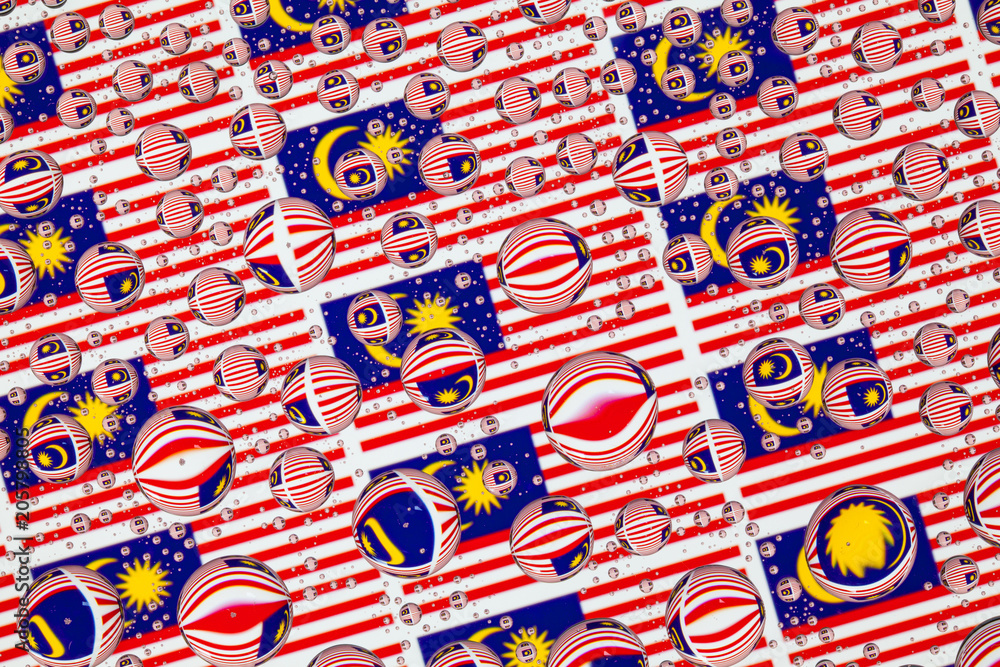 Rain drops full of Malaysian flags Rain drops full of Malaysian flags