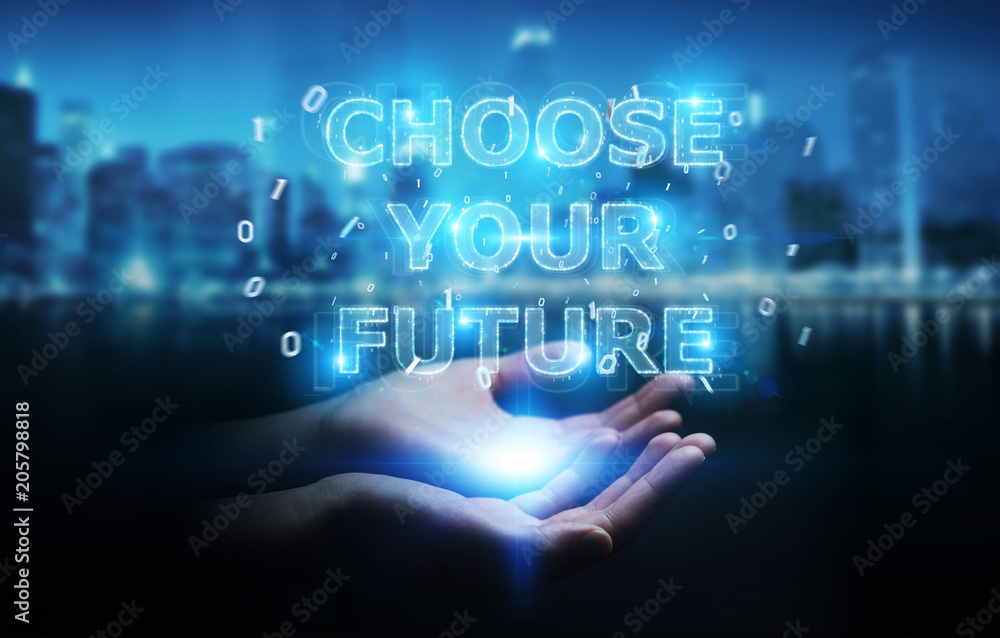 Businesswoman using future text interface 3D rendering Businesswoman using future text interface 3D rendering