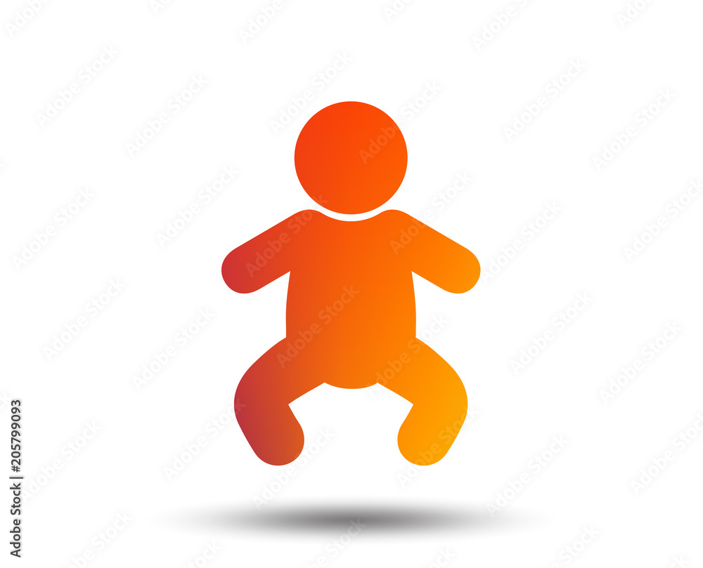 Baby infant sign icon. Toddler boy in pajamas or crawlers body symbol. Child WC toilet. Blurred gradient design element. Vivid graphic flat icon. Vector Baby infant sign icon. Toddler boy in pajamas or crawlers body symbol. Child WC toilet. Blurred gradient design element. Vivid graphic flat icon. Vector