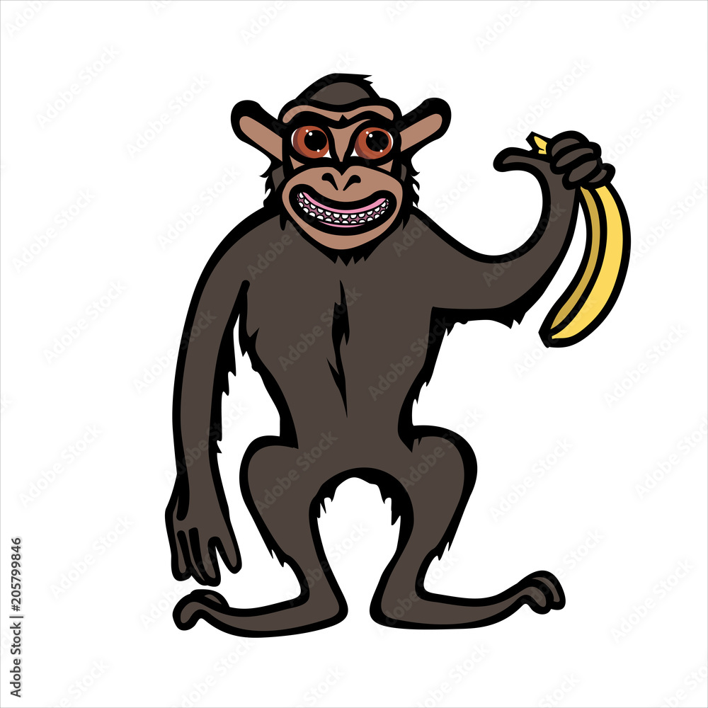 Fototapeta premium Cartoon chimpanzee isolated on white background